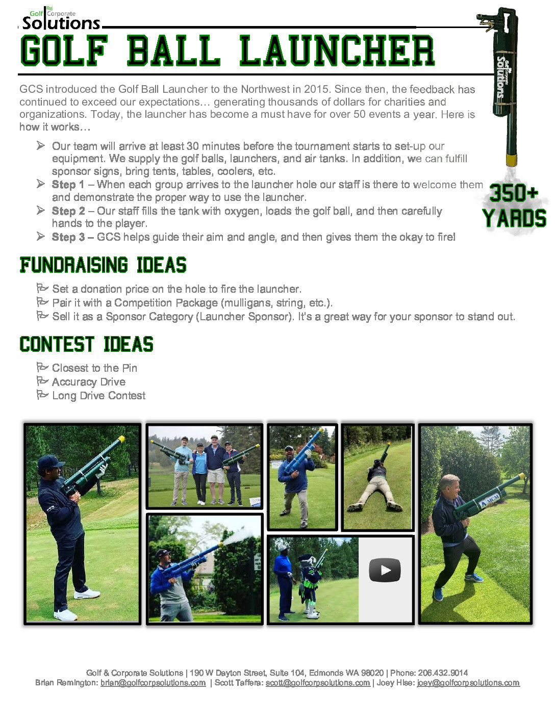 Golf Ball Launcher Flyer describing this engaging golf course activity
