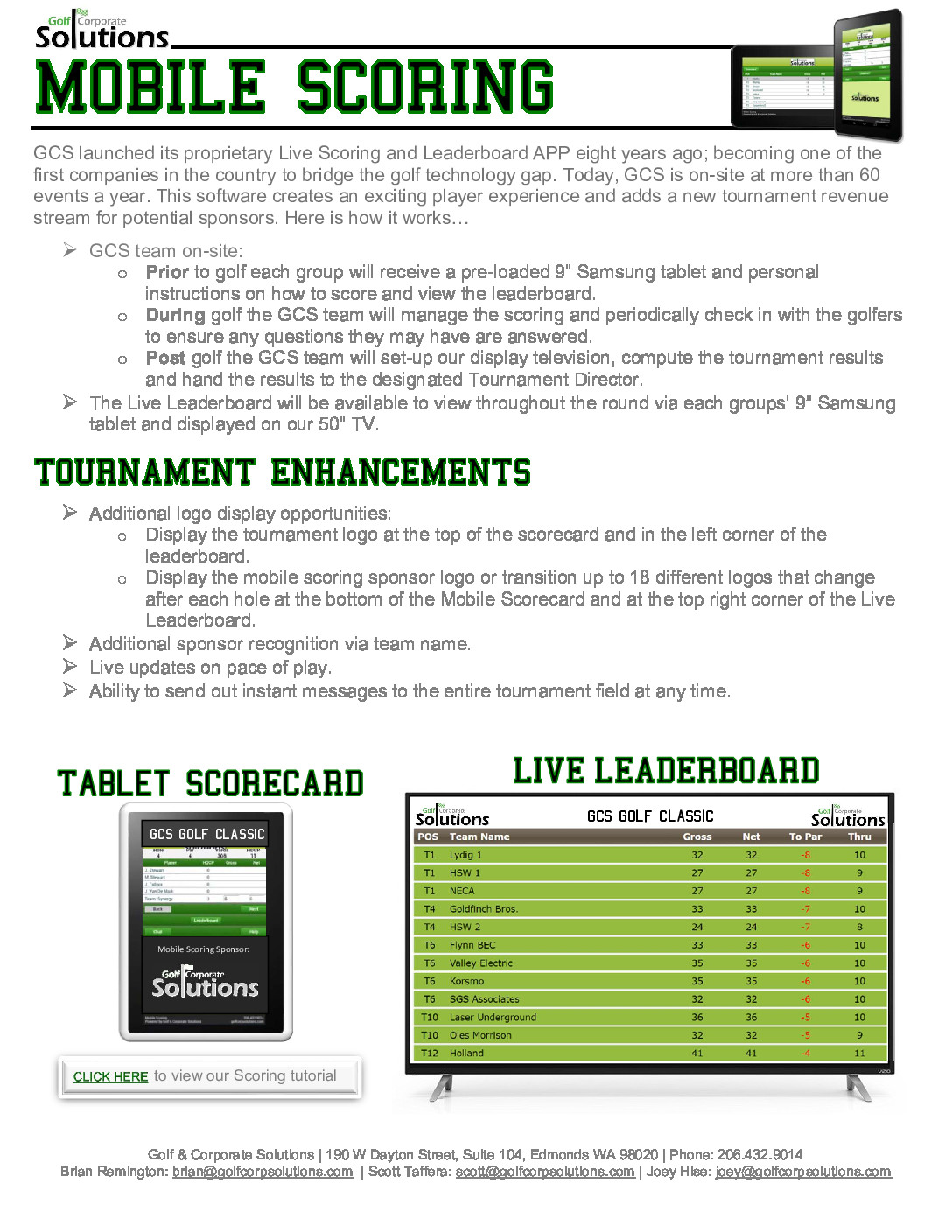 Mobile Solutions Flyer describing mobile scoring 